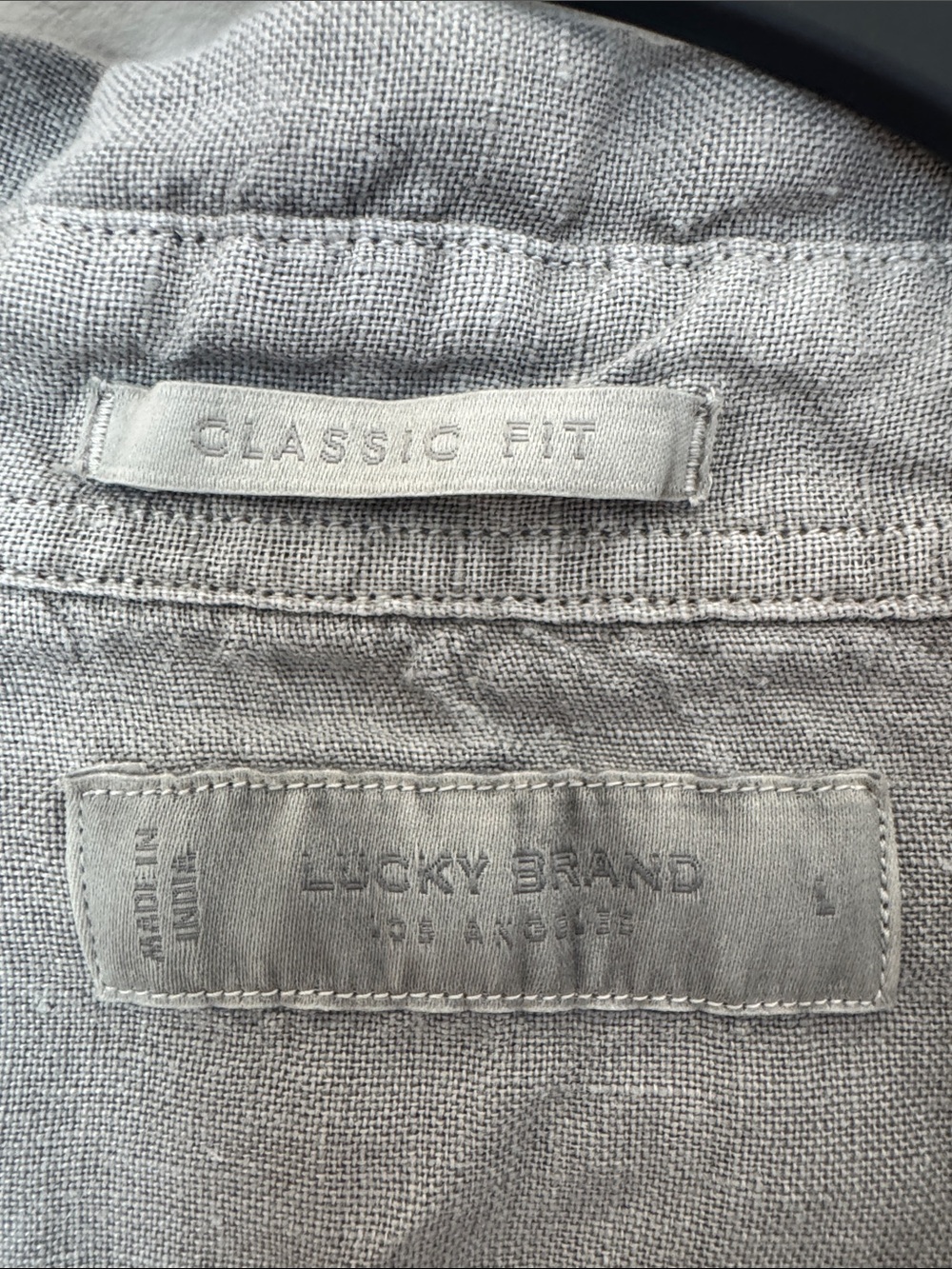 Lucky Brand Men’s Classic Fit 100% Linen Pearl Snap Button Down Shirt Gray L - Picture 6 of 9